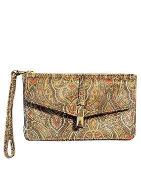 Paisley Wristlet Wallet Clutch Pouch Multicolor Zip Top